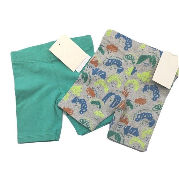 Open Edit Nordstrom Baby Clothes Top & Two Shorts Set 6M Green Multicolor NEW - Picture 3 of 10